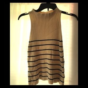 Adorable mock neck sleeveless knit top